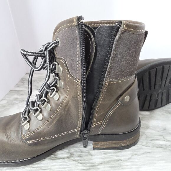 TAOS Ringer Brown Leather Lace Up Combat Boots Womens 5.5 Grunge Distressed Edgy - Picture 12 of 14